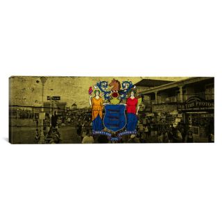 Flags New Jersey Ocean City Boardwalk Panoramic Graphic Art on Canvas