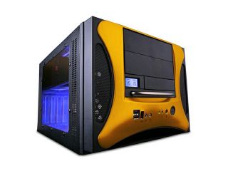 APEVIA X QPACK2 GD/500 Black/ Gold Aluminum Body/ Front Mask MicroATX Desktop Computer Case 500W Power Supply