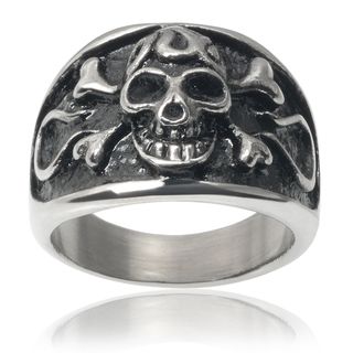 Vance Co. Mens Stainless Steel Crossbones Skull Ring  