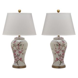 Safavieh Spring Blossom Table Lamp   White & Pink (Set of 2)