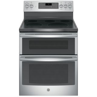GE 30 in Smooth Surface 5 Element 4.4 cu ft/2.2 cu ft Double Oven Single Fan Electric Range (Stainless Steel)
