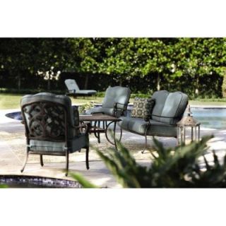 Home Decorators Collection Madrid Bronze 6 Piece Patio Seating Set with Bermuda Blue Cushions 1465610310