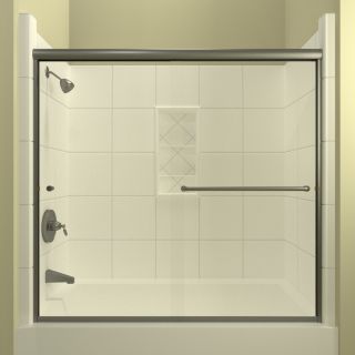 Arizona Shower Door Euro 56 in to 60 in W x 62.5 in H Brushed Nickel Sliding Shower Door