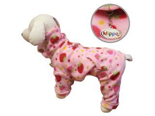 Yummy Strawberries Fleece Turtleneck Dog Pajamas/Bodysuit   M