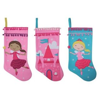 Holiday Felt Stocking Castle/Purple/Pink 17.25