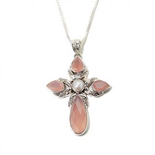 Nicky Butler Chalcedony and Gemstone Sterling Silver Cross Pendant with 18" Cha   7444817