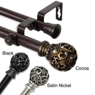 Stella Adjustable Double Curtain Rod 48 to 84 inch, Black