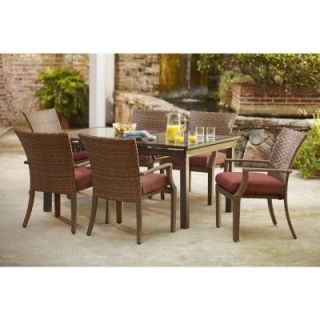 Hampton Bay Tobago 7 Piece Patio Dining Set with Burgundy Cushions 151 115 7D V2