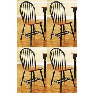Better Homes and Gardens Autumn Lane Windsor Chairs, Set of 4, Black and Oak