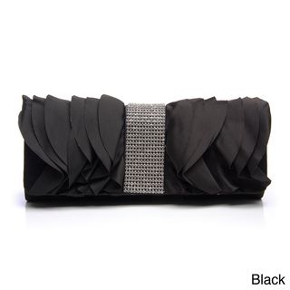 Furmani Ruffled Satin Rhinestone Detail Clutch