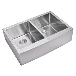 36 inch Stainless Steel Farmhouse Double Bowl Flat Apron Kitchen Sink