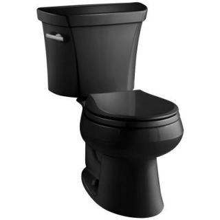 KOHLER Wellworth 2 piece 1.6 GPF Single Flush Round Toilet in Black Black K 3977 7