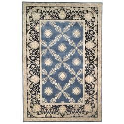 Asian Hand knotted Zeus Trellis Blue Wool Rug (9 x 12)  
