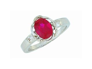 2 Ct Ruby & Diamond Oval Ring .925 Sterling Silver Rhodium Finish [Jewelry]