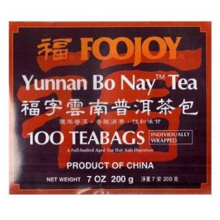 Foojoy Yunnan Bo Nay Tea, Yunnan Pu erh Tea 100 Individually Wrapped Teabags