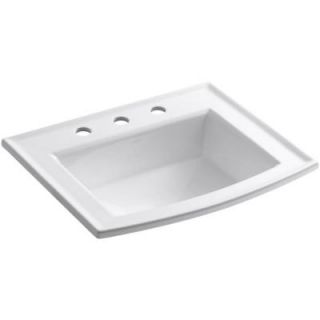 KOHLER Archer Drop In Vitreous China Bathroom Sink in White with Overflow Drain K 2356 8 0