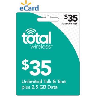 Total Wireless $35 Unlimited Talk, SMS and Data (Capped at 5GB) 1 Line, 30 Service Days 
