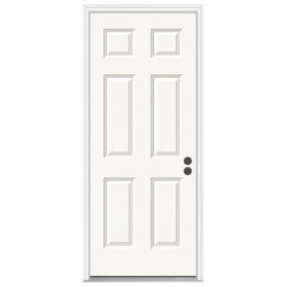 JELD WEN 30 in. x 78 in. 6 Panel Primed Premium Steel Prehung Front Door with Brickmould THDJW166100255