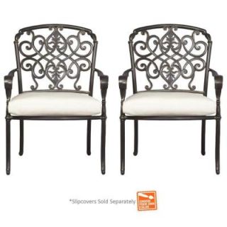 Hampton Bay Edington Cast Back Pair of Patio Dining Chairs with Cushion Insert (Slipcovers Sold Separately) 131 012 DC2 NF