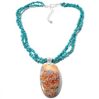 Jay King Spiny Oyster Shell and Turquoise Pendant with Beaded Turquoise Necklac   7107031