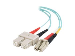 C2G 21624 32.81 ft. Aqua 10 Gb LC/SC Duplex 50/125 Multimode Fiber Patch Cable