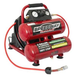 SPEEDWAY 2 Gal. Twin Stack Compressor with 25 ft. Auto Rewind Hose 52024