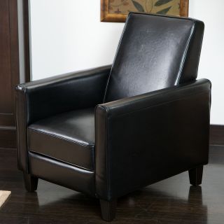 Darvis Black Leather Recliner Club Chair   DO NOT USE