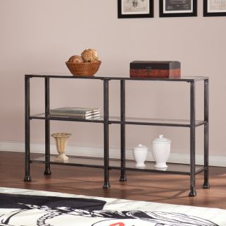 Upton Home Distressed Black Metal and Glass 3 Tier Sofa/ Console Table