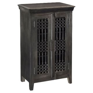 Storage Cabinet Two Door Cutout Rustic Gray  Christopher Knight Home