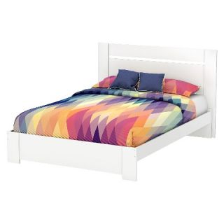 Reevo Platform Bed with Headboard   Pure White (Queen)