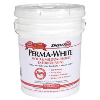 Zinsser 5 gal. Perma White Mold and Mildew Proof White Semi Gloss Exterior Paint 3130