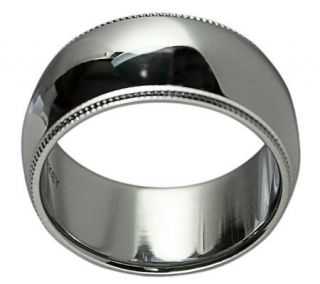 Sterling Silver 10MM Milgrain Unisex Wedding Band Ring —