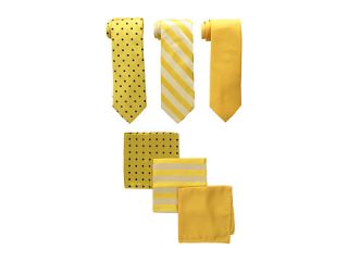 Stacy Adams 3 Pack Tie Assortment with Pocket Squares Gold