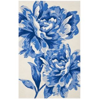 Isaac Mizrahi by Safavieh Porcelain Flower Ivory/ Blue Wool Rug (8 x
