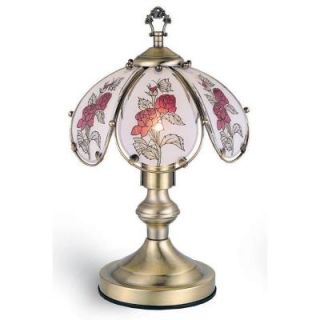 ORE International 14.25 in. Rose Antique Brass Touch Lamp K317