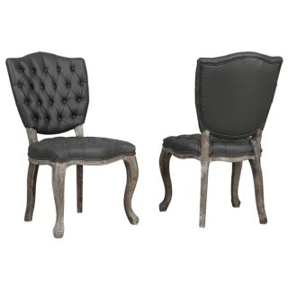Amelia Grey Leather Weathered Oak Dining Chair (Set of 2)