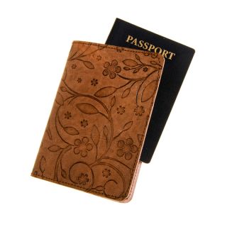 Brown Embossed Leather Passport Cover (India)   16997350  