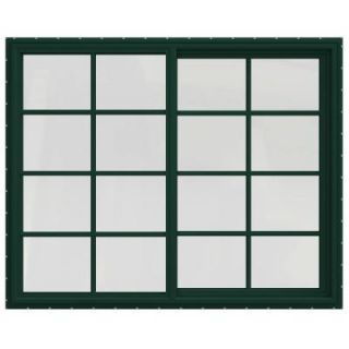 JELD WEN 59.5 in. x 47.5 in. V 4500 Series Left Hand Sliding Vinyl Window with Grids   Green THDJW140400278