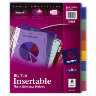 Avery 8 Count Assorted Colors Big Tab Insertable Plastic Reference