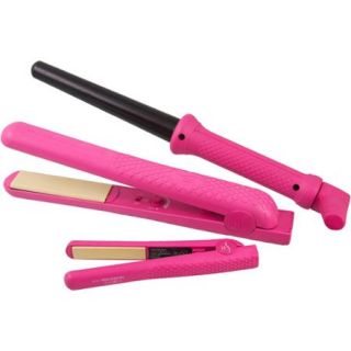 HerStyler Complete Hair Styling Set, Hot Pink, 3 pc