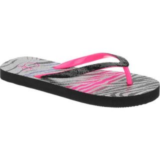 OP Girl's Beach Zebra Glitter Flip Flop Sandal