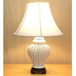 Openwork White Lace Large Porcelain Table Lamp