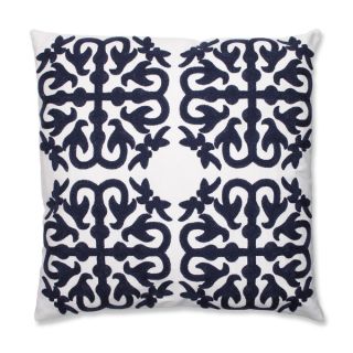 Quatrefoil Navy 18 inch Embroidered Throw Pillow  