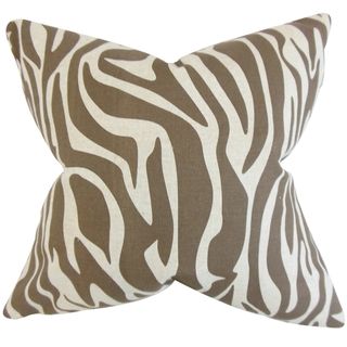 Dari Brown Zebra Print 18 inch Feather Filled Throw Pillow  