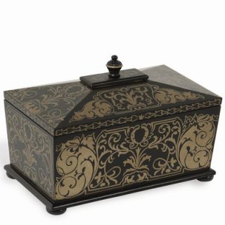 Port 68 Calais Box with Gold Painted Floral Motif in Black