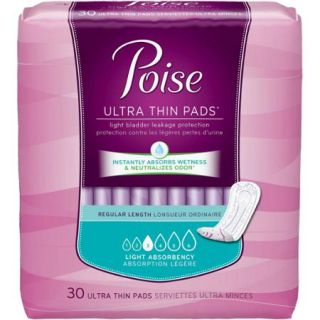 Poise Ultra Thin Incontinence Pads, 30 count