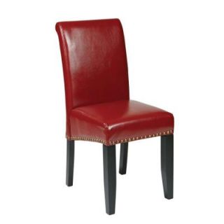 OSPdesigns Parsons Eco Leather Dining Chair with Nail Heads in Crimson Red MET87RD