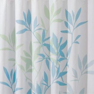 interDesign 72 in. x 72 in. Shower Curtain in Soft Blue/Green Leaves 35650