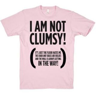 Light Pink I Am Not Clumsy Crewneck Funny Graphic T Shirt Cool Size Large NEW