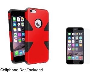 Insten Red/Black Silicone PC Slim Hybrid Case Cover + Anti Glare Matte Screen Protector for Apple iPhone 6 Plus 5.5" 1985144